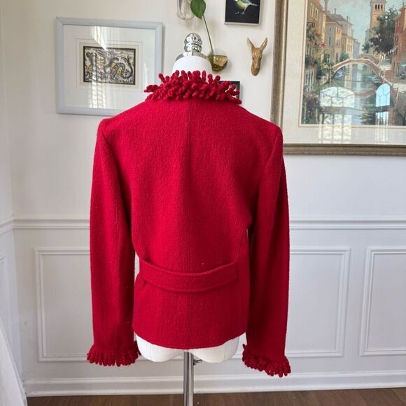 Vintage 90s Talbots Red Boiled Wool Blazer S - Picture 7 of 10